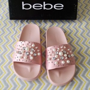 Bebe Fenix Pale Pink Jewelled Sandals